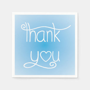 Sky Blue Thank You Heart Party Napkins