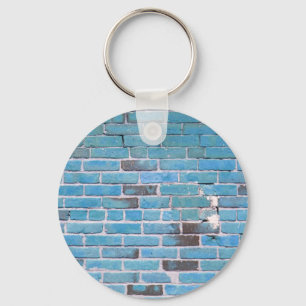 Sky Blue Vintage Brick Wall Texture Key Ring