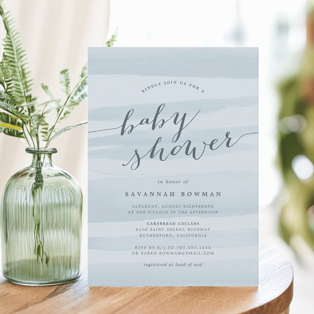 Sky Blue Watercolor Baby Shower Invitation (Creator Uploaded)