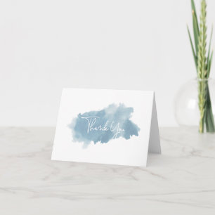 Sky Blue Watercolor Blank Thank You Note Card