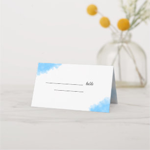 Sky blue watercolor hand painted wedding place card