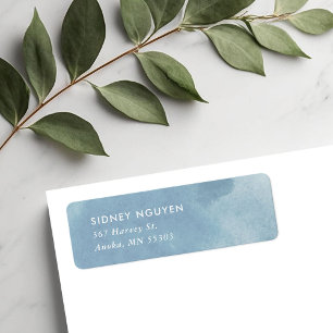 Sky Blue Watercolor Return Address Label