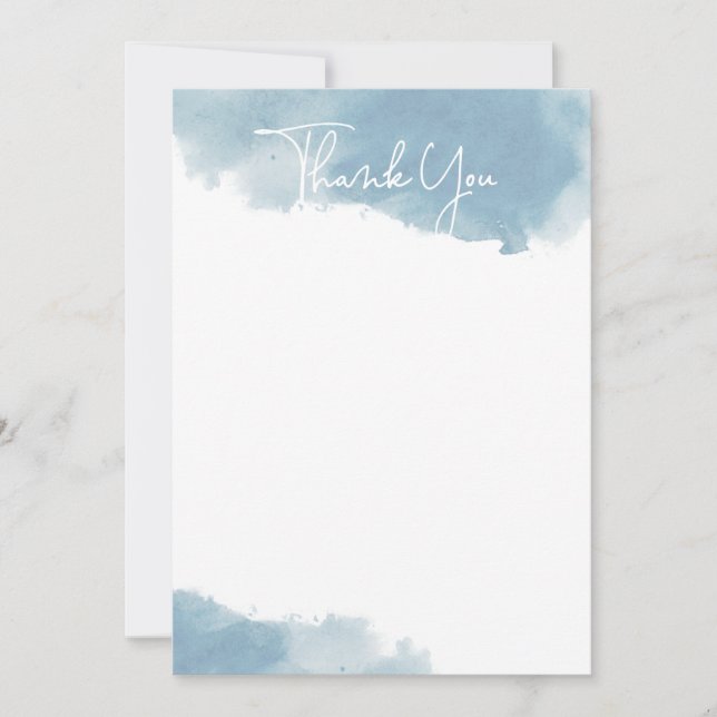 Sky Blue Watercolor Thank You Cards (Front)
