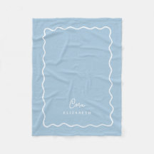Sky Blue Wavy Border Monogrammed