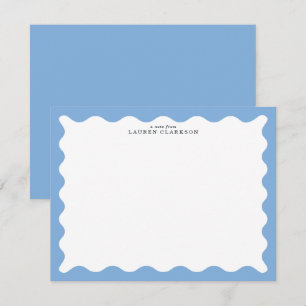 Sky Blue Wavy Frame Note Card