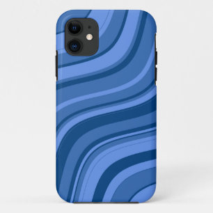 Sky Blue Wavy Stripes Pattern iPhone 11 Case