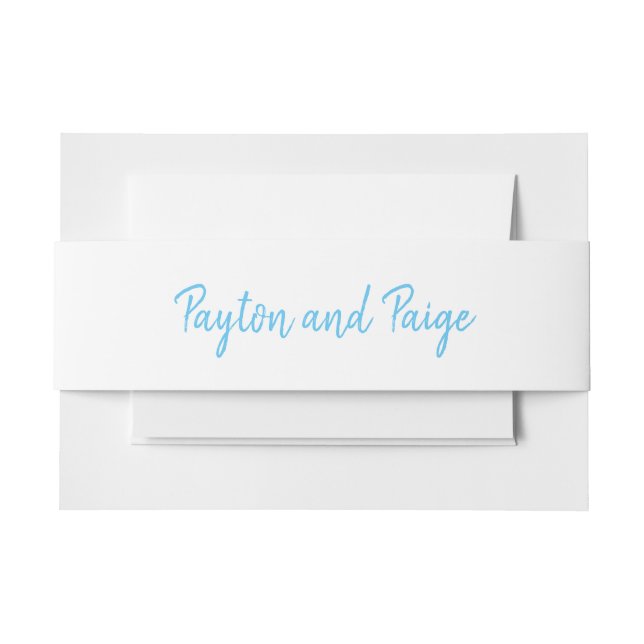 Sky Blue Wedding Invitation Typography Belly Bands Invitation Belly Band (Front Example)