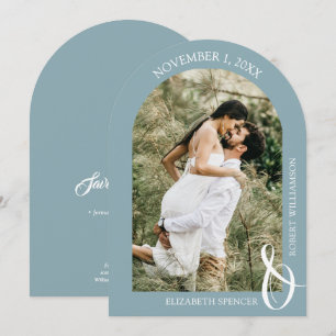 Sky Blue Wedding Photo QR Code Save the Date