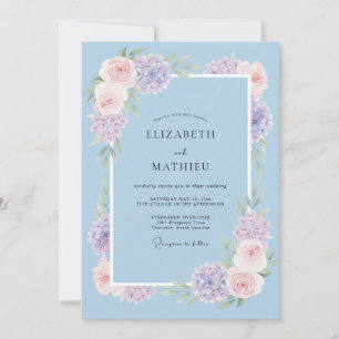Sky Blue Whispering Bloom Wedding Invitation