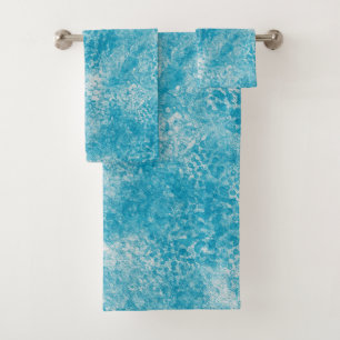 Sky Blue & White Coral Texture Bath Towel Set