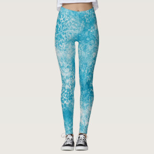 Sky Blue & White Coral Texture Leggings