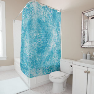 Sky Blue & White Coral Texture Shower Curtain