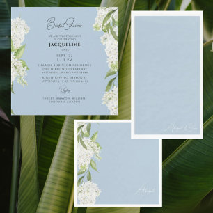 Sky Blue White Floral Script Name Bridal Shower Napkin