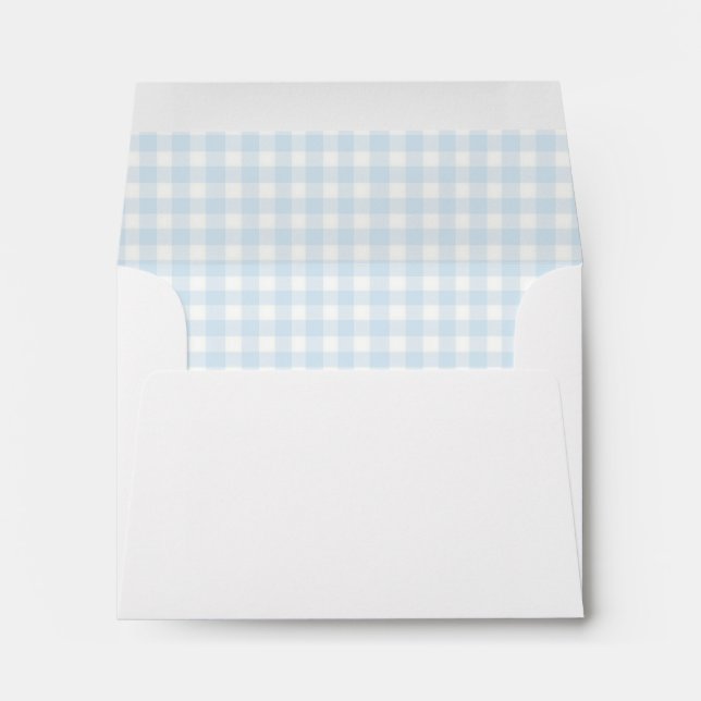 Sky Blue & White Gingham Return Address  Envelope (Back (Bottom))