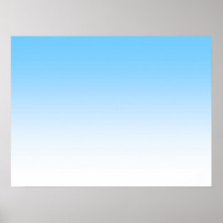 Sky Blue White Ombre Poster