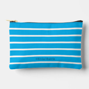 Sky Blue & White Stripe Travel & Make Up Bag