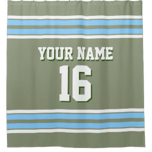 Sky Blue White Stripes Sports Jersey Shower Curtain