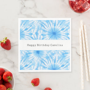 Sky Blue White Tie Dye Birthday Napkin