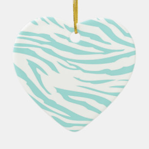 Sky Blue White Zebra Animal Ceramic Tree Decoration