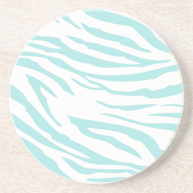 Sky Blue White Zebra Animal Coaster (Front)