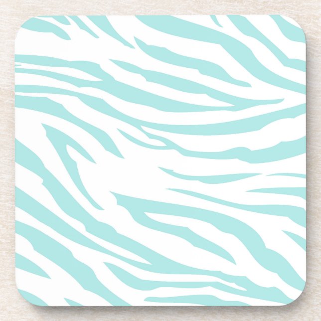 Sky Blue White Zebra Animal Coaster (Front)