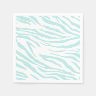 Sky Blue White Zebra Animal Napkin