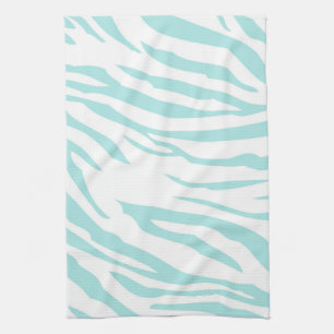 Sky Blue White Zebra Animal Tea Towel