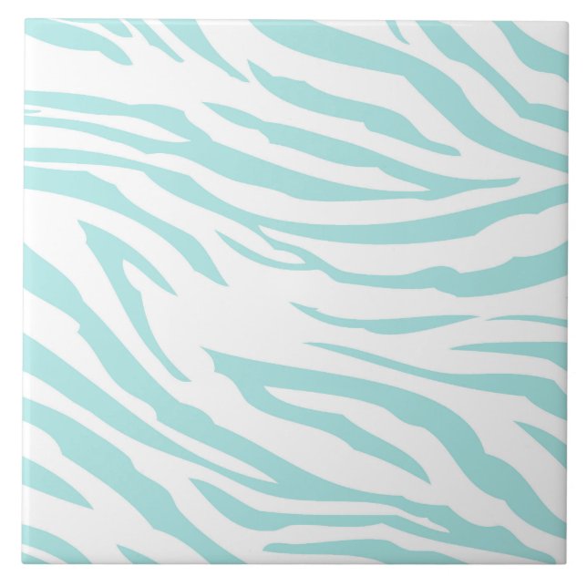 Sky Blue White Zebra Animal Tile (Front)