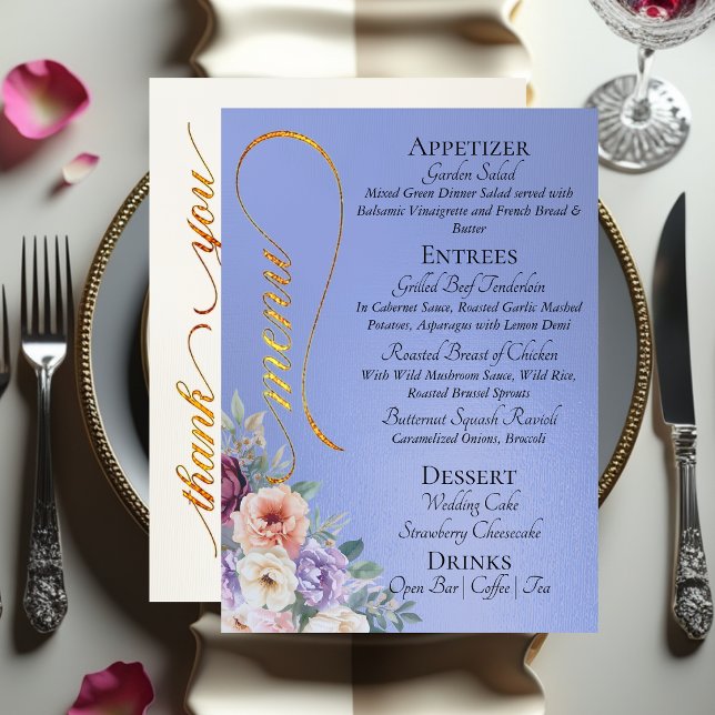 Sky Blue - Wildflowers, Monogram & Thank You  Menu (Creator Uploaded)