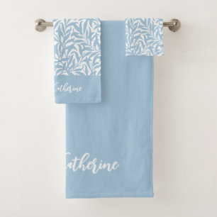 Sky Blue Willow Bough Monogrammed Bath Towel Set