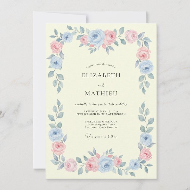 Sky Blue Winsome Meadow Wedding Invitation (Front)