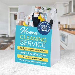 Sky Blue Yellow Home Cleaning Photo & QR Code
