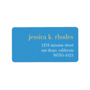 Sky blue yellow typography modern return address label