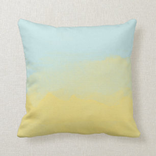 Sky Blue Yellow Watercolor Painting Art Modern Cushion