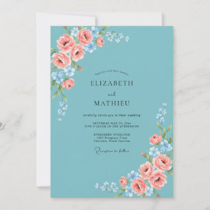 Sky Blush Watercolor Wedding Invitation