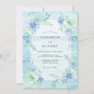 Sky Celadon Peony Wedding Invitation