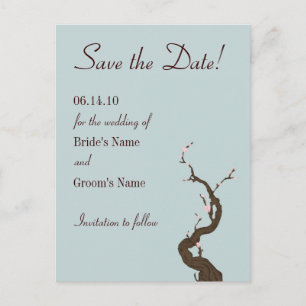 Sky Cherry Blossom Save the Date Announcement Postcard