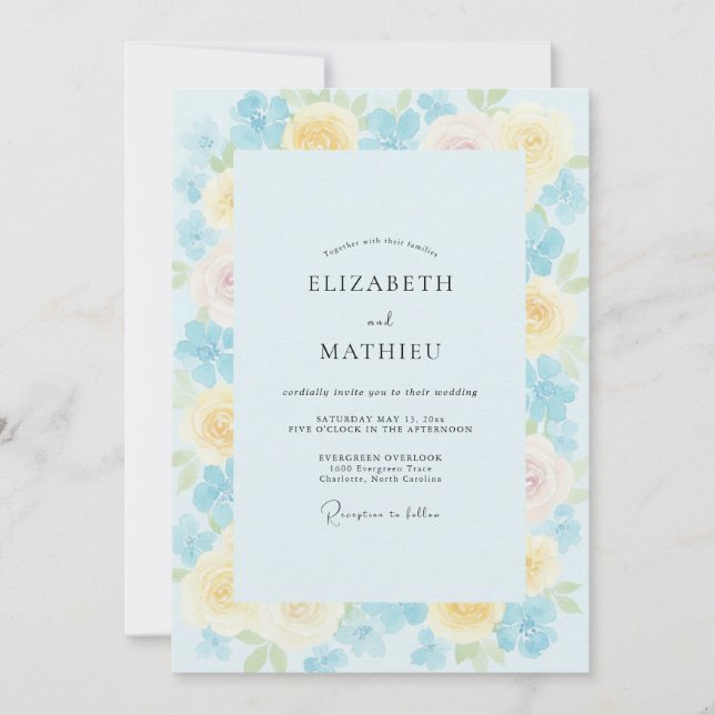 Sky Citrine Petal Wedding Invitation (Front)