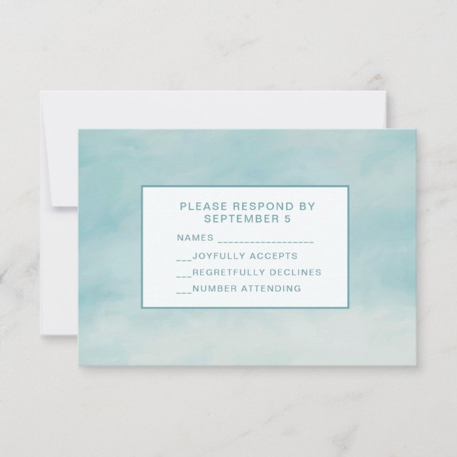Sky Clouds Blue RSVP Card Baby Boy Pastel (Front)