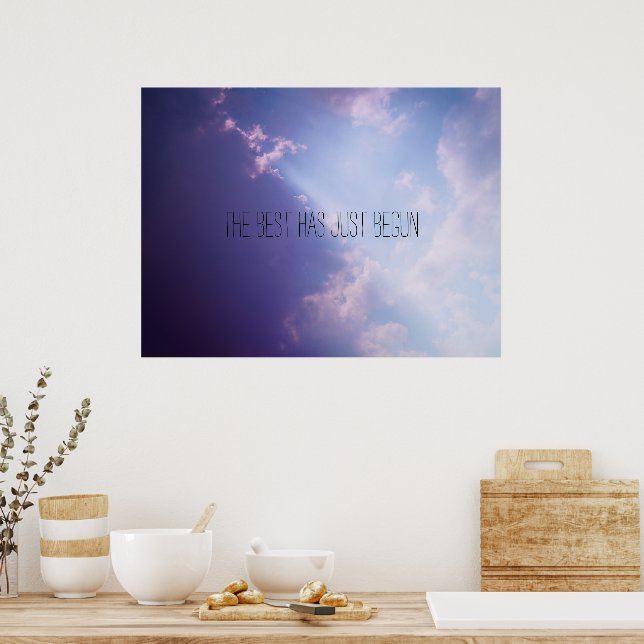 Sky Clouds Pastel Photo Inspirational Custom Text Poster (Kitchen)