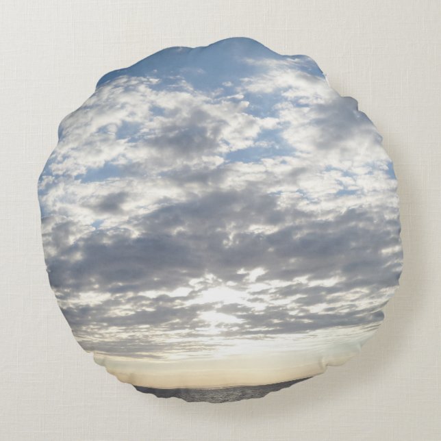 Sky & Clouds Round Pillow (Back)