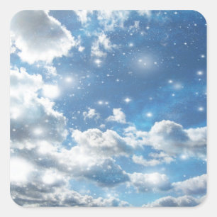 Sky Clouds Sparkles Square Sticker