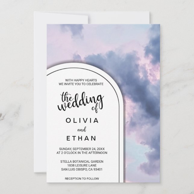 Sky clouds sunset romantic Wedding Invitation (Front)
