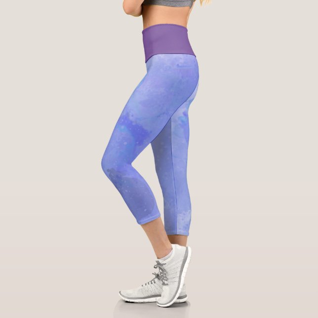 Sky colour And Purple  Capri Leggings (Left)