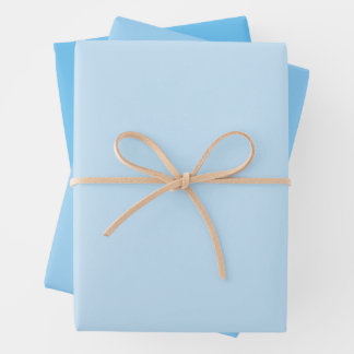Sky Colours Plain Blue in Three Light Tones Wrapping Paper Sheet