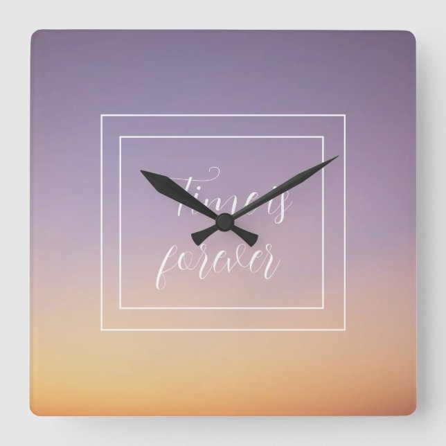 Sky Colours Time Is Forever Square Wall Clock (Front)