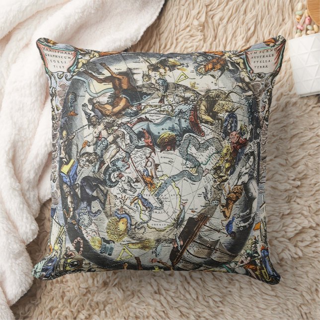 Sky Constellations Vintage Celestial Map Cushion (Blanket)
