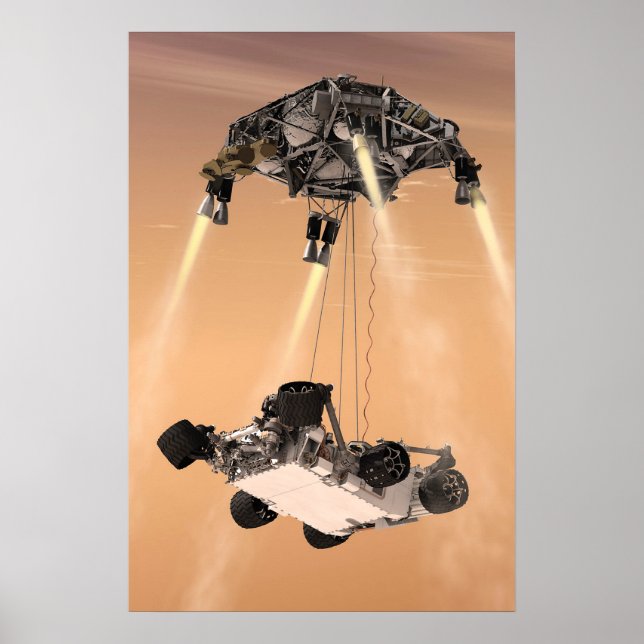 Sky Crane Manoeuvre During Curiosity's Mars Descen Poster (Front)