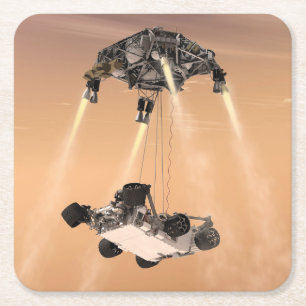Sky Crane Manoeuvre During Curiosity's Mars Descen Square Paper Coaster
