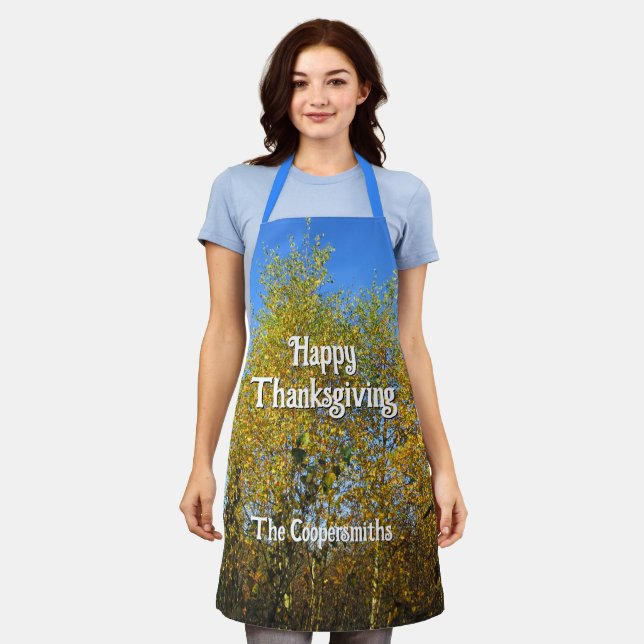 Sky Dancing Autumn Leaves - Personalized Apron (Worn)